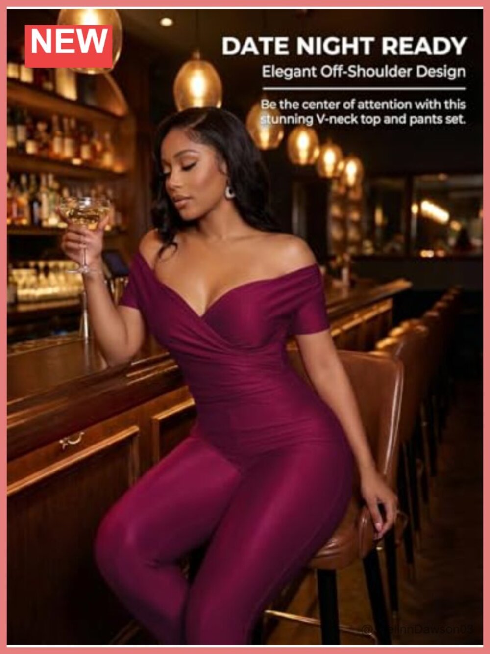 Off Shoulder Ruched Top & Flared Pants Set - Picture 5 of 6